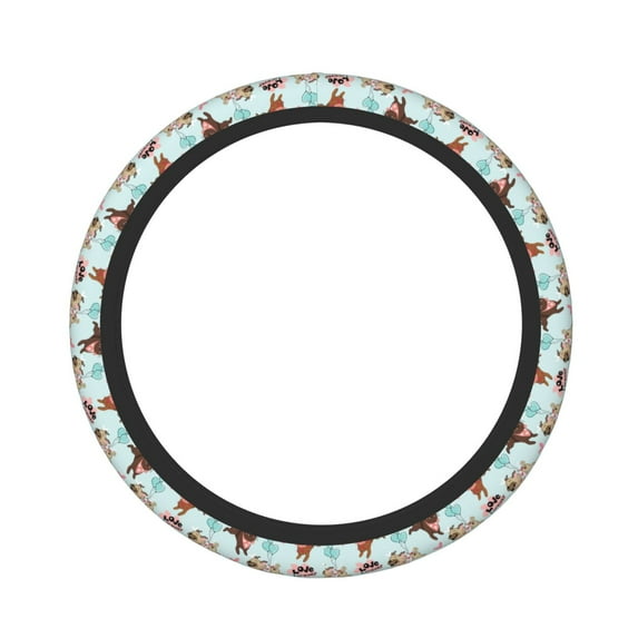 Naloa Cute Pug Dogs Elastic Steering Wheel Cover, Auto Steering Wheel Cover – 15 Inch , Comfortable Grip, Fit Suvs,Vans Cars,Trucks
