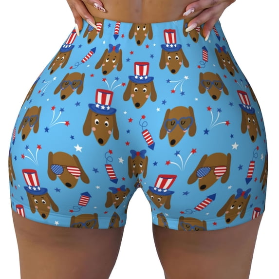 Naloa Cute Puppy Biker Shorts for Women Seamless Scrunch Short Women’s Yoga Shorts for Gym Running Sport Shorts - X-Large