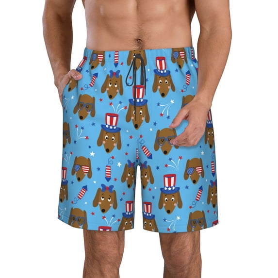 Naloa Cute Puppy Men's Beach Shorts, Surfing shorts, Swim trunks, Quick Dry Swim Trunks for Surfing Beach Fun - Small