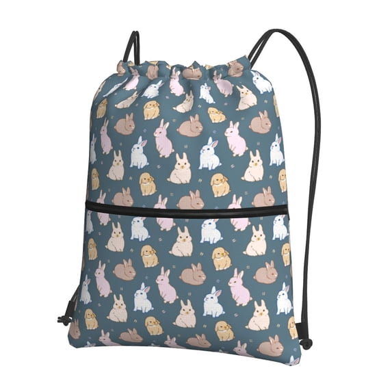 Naloa Cute Rabbit Drawstring Backpack String Bag Cinch Water Resistant for Gym Shopping Sport Yoga