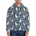thumbnail image 1 of Naloa Cute Rabbit Floral Men's Casual Hooded Collar Drawstring Hoodies Pullover Sweatshirts Casual Long Sleeve Shirts-Medium, 1 of 7