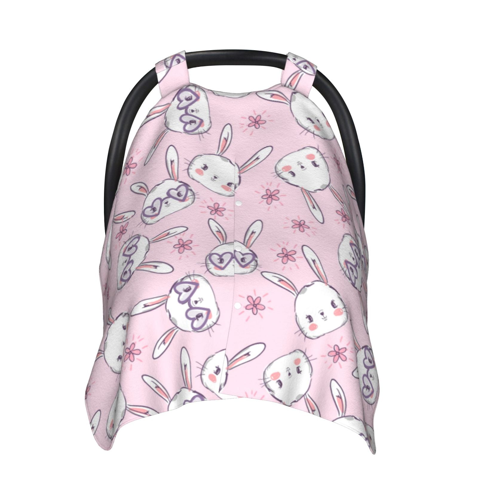 Naloa Cute Rabbit Flower Baby Car Seat Cover, Breathable Baby Carrier Cover, Multiuse Baby Carrier Cover & Nursing Breastfeeding Cover