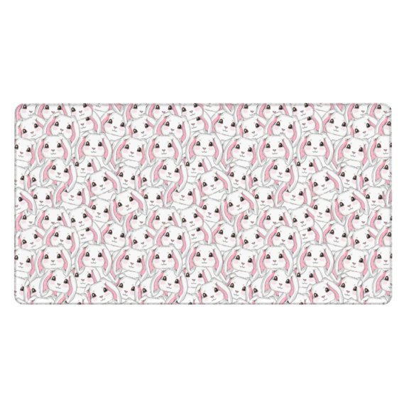 Naloa Cute Rabbit Gaming Mouse Pad Large Mouse Mat Long Extended Desk Pad Non-Slip Rubber Mice Pads Stitched Edges Thin Pad (16x29.5 Inch)