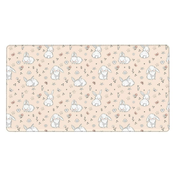 Naloa Cute Rabbit Gaming Mouse Pad Large Mouse Mat Long Extended Desk Pad Non-Slip Rubber Mice Pads Stitched Edges Thin Pad (16x29.5 Inch)