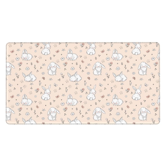 Naloa Cute Rabbit Gaming Mouse Pad Large Mouse Mat Long Extended Desk Pad Non-Slip Rubber Mice Pads Stitched Edges Thin Pad (16x29.5 Inch)