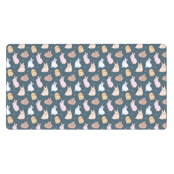 Naloa Cute Rabbit Gaming Mouse Pad Large Mouse Mat Long Extended Desk Pad Non-Slip Rubber Mice Pads Stitched Edges Thin Pad (16x29.5 Inch)