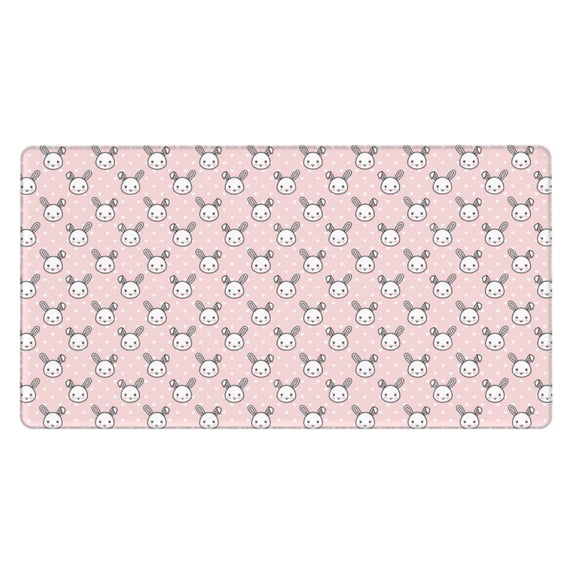 Naloa Cute Rabbit Gaming Mouse Pad Large Mouse Mat Long Extended Desk Pad Non-Slip Rubber Mice Pads Stitched Edges Thin Pad (16x29.5 Inch)