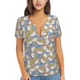 thumbnail image 1 of Naloa Cute Rabbit Print T-Shirts Short Sleeve V Neck Tees for Women Fashion Tops Trendy Lightweight Soft Casual Summer Outfits Clothes, 1 of 5