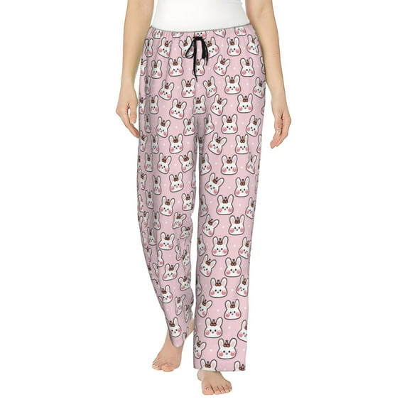 Naloa Cute Rabbit Print Women’s Ultra-Soft Comfy Pajama Lounge Pants with Pockets & Drawstring