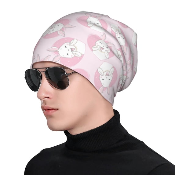 Naloa Cute Rabbit Soft Beanie Hat, Knit Beanie Daily Beanie in Fine Knit for Women Men Winter Travel, Outdoor