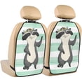 thumbnail image 1 of Naloa Cute Raccoon 2Pcs Anti-Kick Back Seat Cover Kick Mat, Car Seat Protector with 3 Storage Pockets, 1 of 8