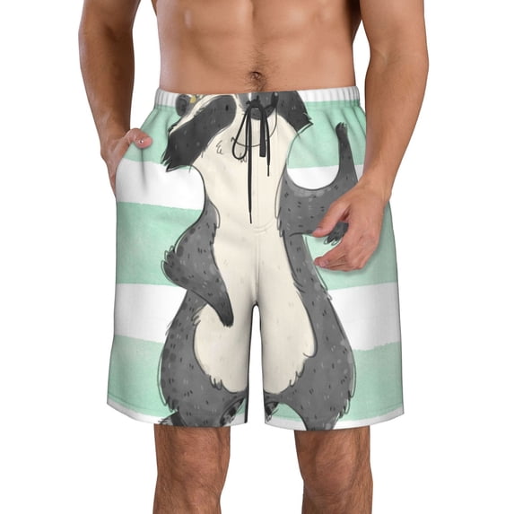 Naloa Cute Raccoon Men's Beach Shorts, Surfing shorts, Swim trunks, Quick Dry Swim Trunks for Surfing Beach Fun - X-Large