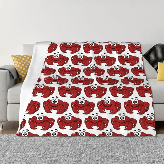Naloa Cute Red Crab Flannel Blankets - Thick and Warm Blanket for Winter, Soft Fuzzy Plush King Blanket for All Seasons80"x60"