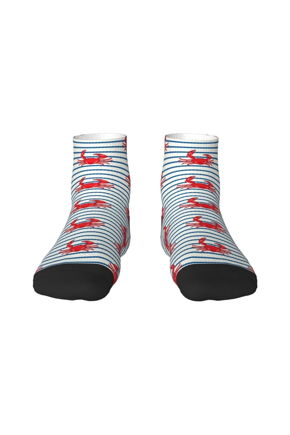 Cute Red Crabs With Nautical Ankle Socks for Women Non Slip Socks No Show Socks Classic Low Cut Casual Socks Casual Socks
