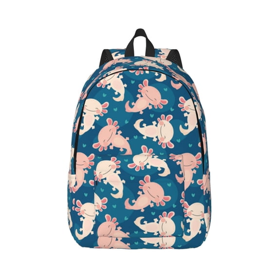 Naloa Cute Salamander Canvas Backpack for Men Women Rucksack Casual Travel Daypack College Tote Satchel Bookbag for Teens-Small
