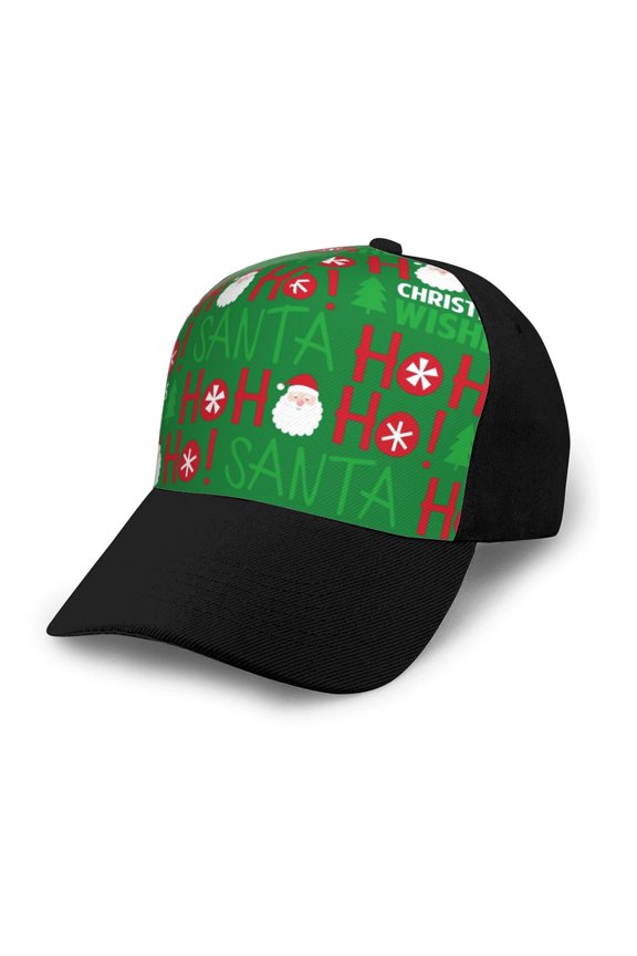 Cute Santa Adult adjustable Print Baseball Hat, Patchwork curved brim baseball capfor Men and Women, One Size