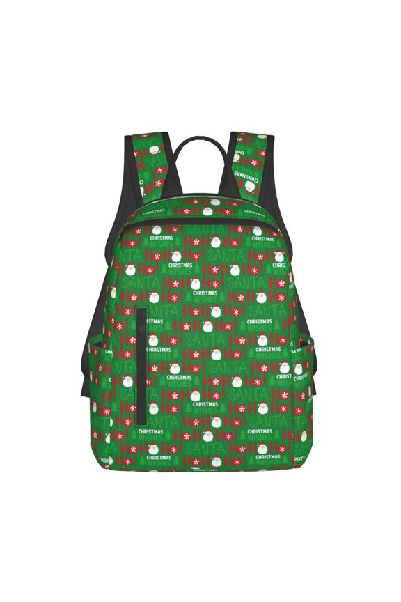 Cute Santa And Ho Ho Ho Print Lightweight DayBackpack Suitable for school, work, shopping, travel, etc.