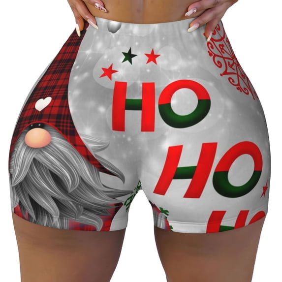 Naloa Cute Santa Biker Shorts for Women Seamless Scrunch Short Women’s Yoga Shorts for Gym Running Sport Shorts - Medium