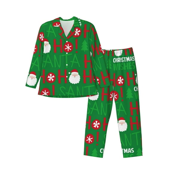 Naloa Cute Santa Men’s Pajamas Set - Long Sleeve Button Down Sleep Shirt and Pajama Bottoms Sleepwear Set-XX-Large