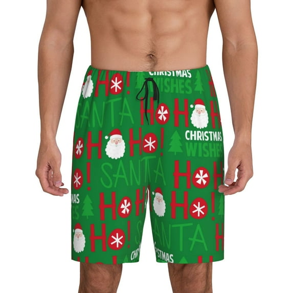 Naloa Cute Santa Men's Short Pajama Pants, Lounge Comfort Shorts with Elasticized Waistband and Side Pockets - 4X-Large