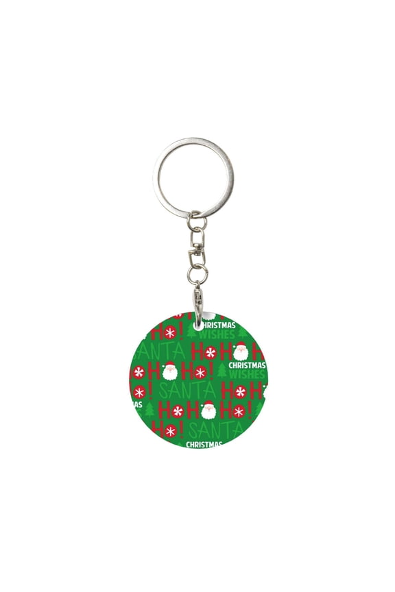 Cute Santa Print Round Keychain Keychain Key Ring, Key Tag, Key Chain Bulk for Gift Accessories (Round)