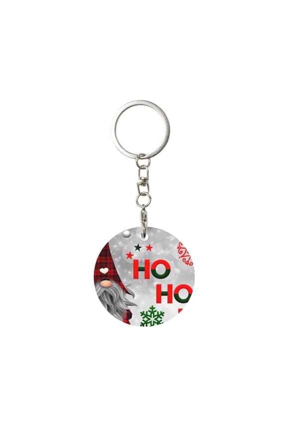 Cute Santa Print Round Keychain Keychain Key Ring, Key Tag, Key Chain Bulk for Gift Accessories (Round)