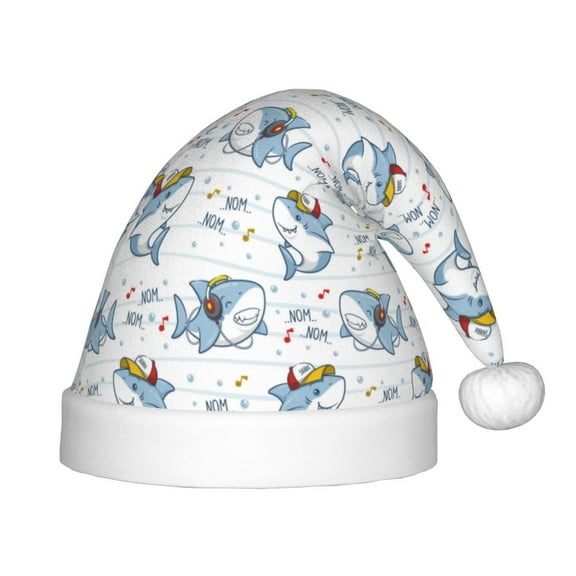 Naloa Cute Shark Santa Hat for Kids Baby Christmas Hats,Girls Boys Toddler Plush Xmas Holiday Hat,Luxury Santa Claus Hat