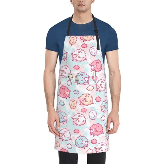 Naloa Cute Sheep Apron Kitchen Aprons with Pockets for Women Men Chef