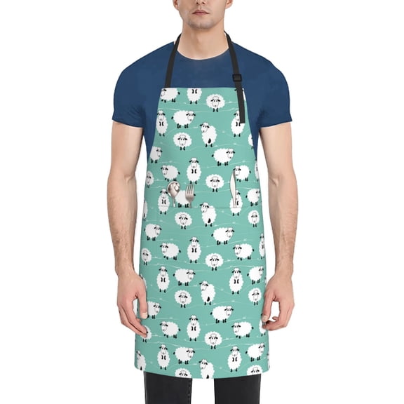 Naloa Cute Sheeps Apron Kitchen Aprons with Pockets for Women Men Chef