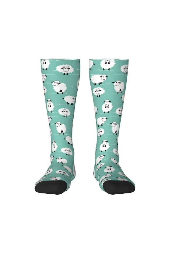 Cute Sheeps Thigh High Socks Extra Long Stretchy Sock Women Over Knee High Opaque Stocking Daily Wear
