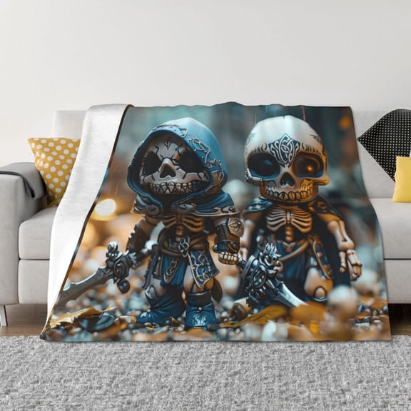 Naloa Cute Skeletons Figurines Flannel Fleece Throw Blanket for Bed Couch, Thick Blanket - All Seasons Suitable for Women, Men and Kids-80"x60"