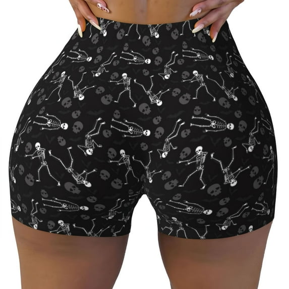Naloa Cute Skull Biker Shorts for Women Seamless Scrunch Short Women’s Yoga Shorts for Gym Running Sport Shorts - X-Large