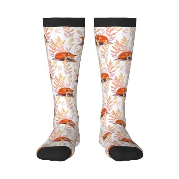 Naloa Cute Sleepy Fox Knee Socks, High Socks Long Stretchy Sock Women Knee High Stocking, Long Socks for Women