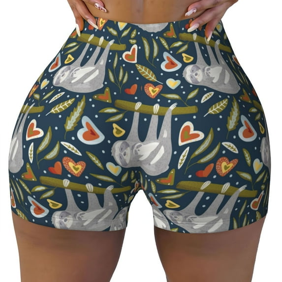 Naloa Cute Sloth Biker Shorts for Women Seamless Scrunch Short Women’s Yoga Shorts for Gym Running Sport Shorts - XX-Large