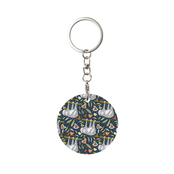 Naloa Cute Sloth Print Round Keychain Keychain Key Ring, Key Tag, Key Chain Bulk for Gift Accessories (Round)