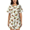 thumbnail image 1 of Naloa Cute Sloth Women's Short-Sleeved Pajama Set, Loungewear, Summer pajamas, Breathable Cozy - 4X-Large, 1 of 9