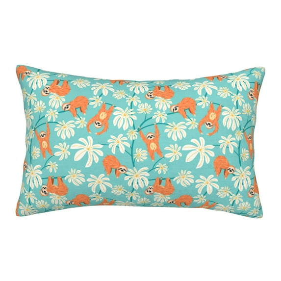 Naloa Cute Sloth on Floral Tree Pillowcase, Throw Pillowcase, Wrinkle-Free, Stain-Resistant with Hidden Zipper for Bedroom Sofa - 14"x20"