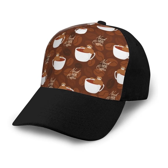 Naloa Cute Sloths Bear Relaxing In Coffee Cup Adult adjustable Print Baseball Hat, Patchwork curved brim baseball capfor Men and Women, One Size