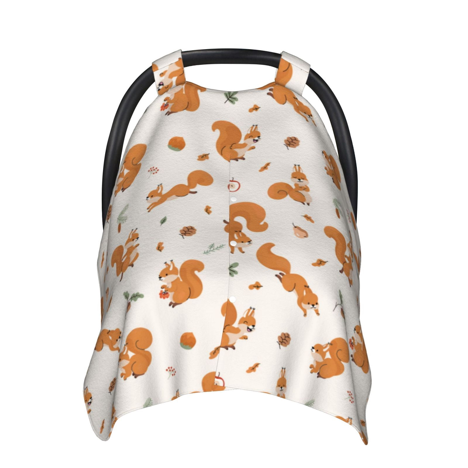 Naloa Cute Squirrel Fall Baby Car Seat Cover, Breathable Baby Carrier Cover, Multiuse Baby Carrier Cover & Nursing Breastfeeding Cover