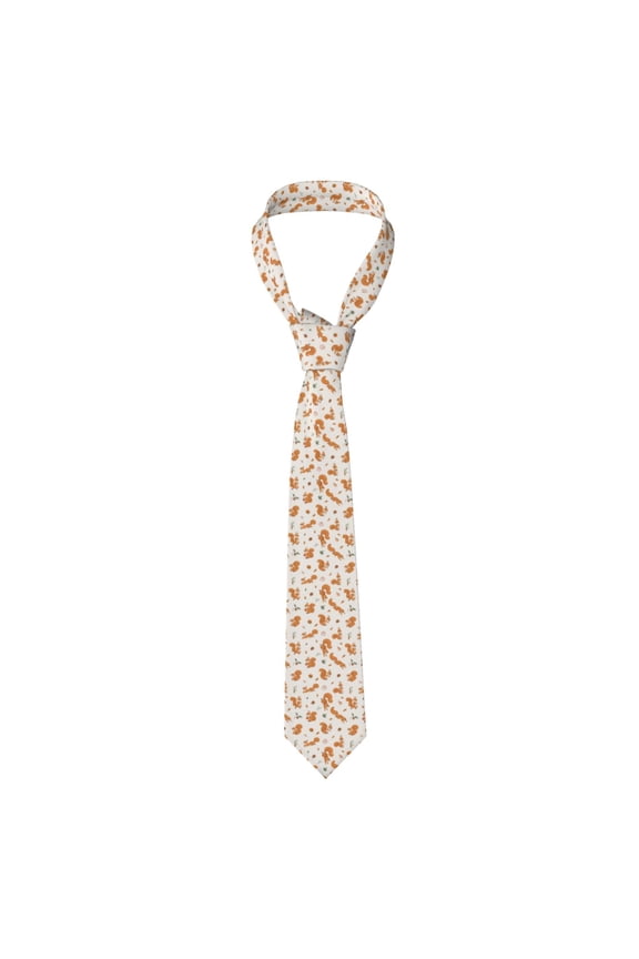 Cute Squirrel Fall Print Solid Color Tie Formal Necktie for MenSuitable for business, daily life, work