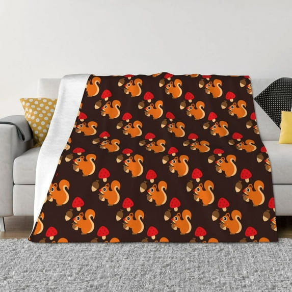 Naloa Cute Squirrel Flannel Blankets - Thick and Warm Blanket for Winter, Soft Fuzzy Plush King Blanket for All Seasons50"x40"