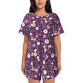 thumbnail image 1 of Naloa Cute Squirrel Floral Women's Short-Sleeved Pajama Set, Loungewear, Summer pajamas, Breathable Cozy - Large, 1 of 9