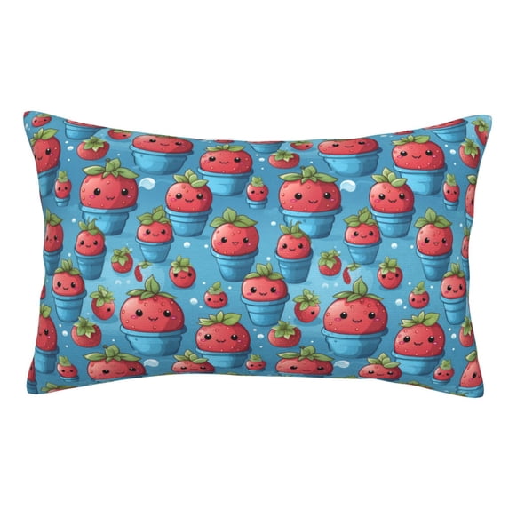 Naloa Cute Strawberry Flower Pot Pillow Covers, Throw Pillow Case Cushion Covers,Cushion for Bedroom,Couch,Home-20"x30"