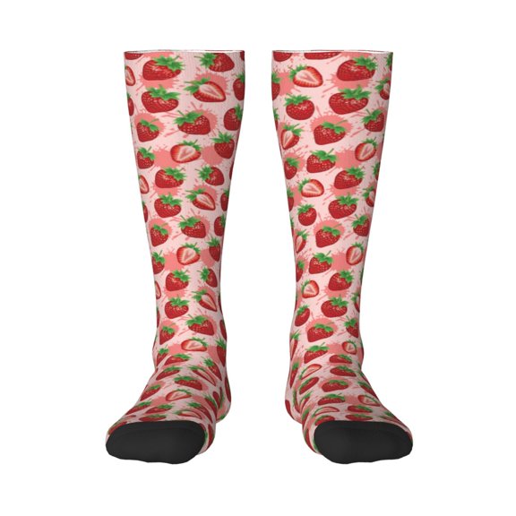 Naloa Cute Strawberry Thigh High Socks Extra Long Stretchy Sock Women Over Knee High Opaque Stocking Daily Wear