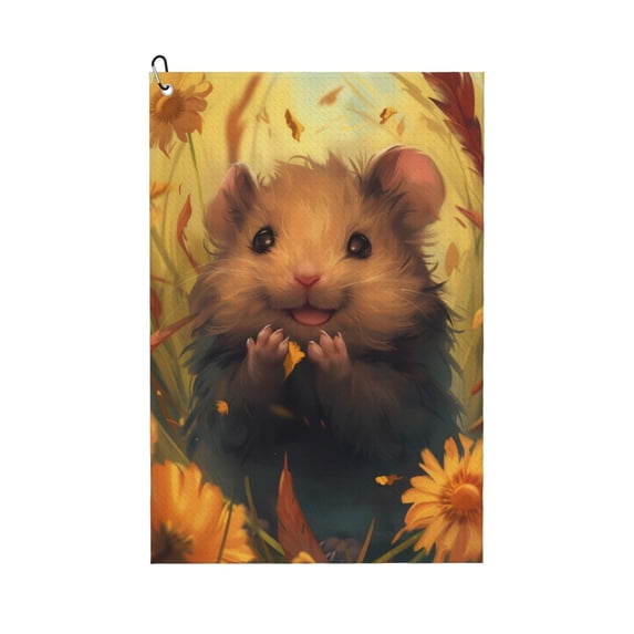 Naloa Cute Sunflower Guinea Pig Golf Towel Golf Gift for Men and Women Golf Towel with Carabiner Clip to Quickly Remove Mud, Dirt and Sweat