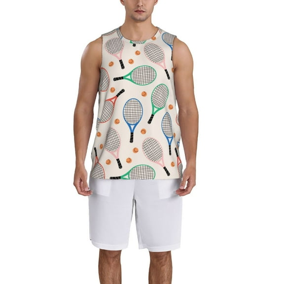 Naloa Cute Tennis Racket Basketball Jersey Reversible Men's Mesh Athletic Sports Shirts Training Practice S-4XLLarge