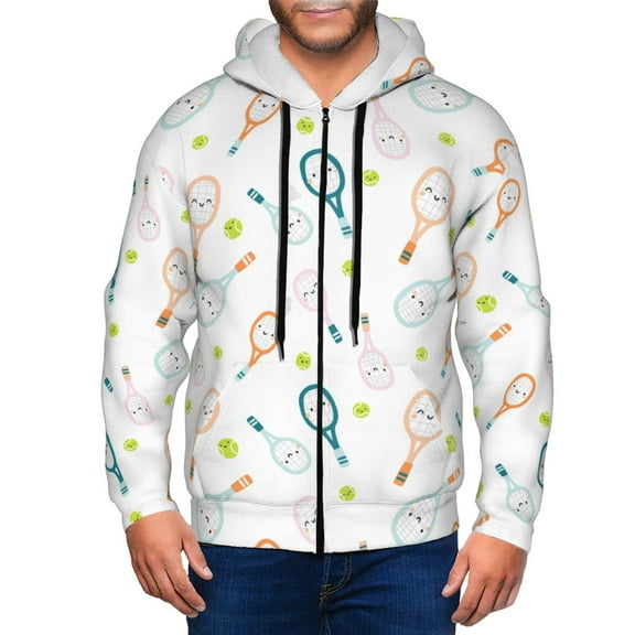 Naloa Cute Tennis Rackets Men’s Hoodies, Zip up Hoodie, Sweatshirts,Hoodies for Men Sizes S-3XL-Small