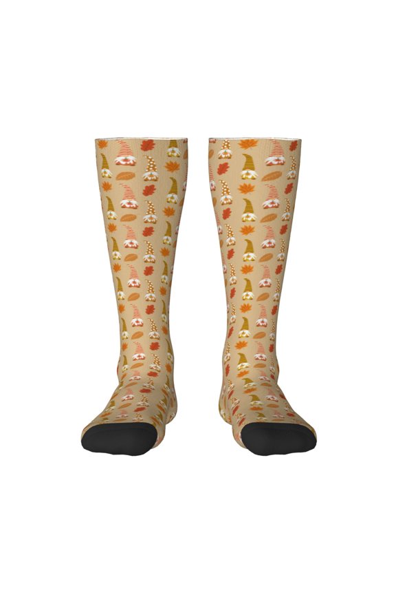 Cute Thanksgiving Gnomes Knee Socks, High Socks Long Stretchy Sock Women Knee High Stocking, Long Socks for Women