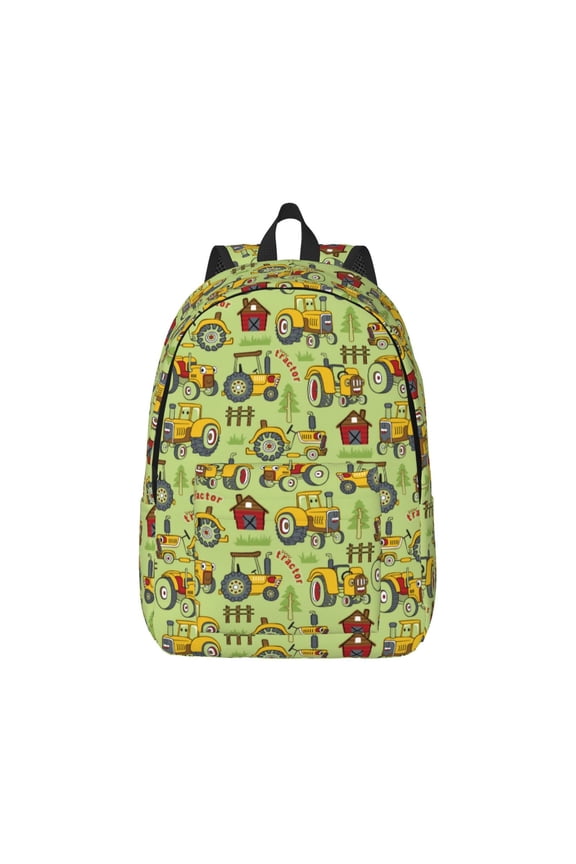 Cute Tractor Canvas Backpack for Men Women Rucksack Casual Travel Daypack College Tote Satchel Bookbag for Teens-Medium