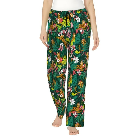 Naloa Cute Tribal Leopards Print Women’s Ultra-Soft Comfy Pajama Lounge Pants with Pockets & Drawstring